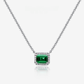 wholesale 15ct rectangular Zambian-color lab-grown emerald 6*8 three-piece necklace set in [metal], 40+5-0-0