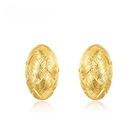 wholesale Metal material: S925 silver pin Trendy new retro fashion minimalist sandblasted brushed woven round ball earrings, small and chic elegant earrings-10K gold + swimming paint  925 silver