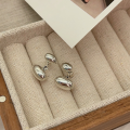 wholesale S925 Sterling Silver Minimalist Niche Design Elliptical Bean Stud Earrings for Women, New Trend High-End Sensation Earrings-0-1