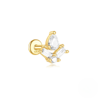 wholesale S925 Sterling Silver Geometric Evil Eye Tassel Flat Head Helix Ear Cuff-Single gold #15