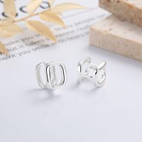 wholesale S925 Sterling Silver Double-sided Hollow-out Square Ear Clasps, Simple and Stylish, Versatile for Commuting, Exquisite and Elegant Earrings for Women-372HR/approx. 4.8g 925 silver