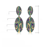 wholesale 925 Silver Italian Artisan Designer Earrings Georgian Style Jewelry with Natural Amethyst Ear Drops-Natural amethyst earrings