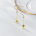 wholesale S925 Sterling Silver Origami Crane Earrings for Women, Korean Style Simple and Fresh Cute Sweet Long Drop Earrings G1817-0-1