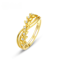 wholesale [Gold Plated 925 Silver] Spring New Simple Willow Ring Fashion Versatile Ins Style Ring for Women Manufacturer Wholesale-10K gold + swimming paint Adjustable opening