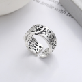 wholesale S925 Silver Yun Chao Xuan Fashion Vintage Antique Style "Daily Abundance of Wealth" Ethnic Elegance Creative Design Open Adjustable Ring-0-1
