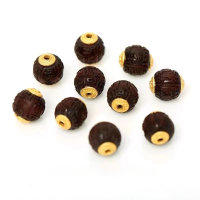 wholesale Gold-plated natural small-leaf sandalwood six-word mantra spacer beads DIY bracelet hand-woven cord accessories lucky charm ornament-A six-character mantra