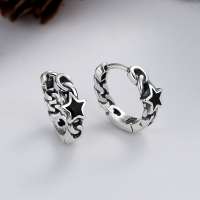 wholesale S925 sterling silver hollow-out pentagram earrings, simple and versatile, trendy ins-style Japanese and Korean-inspired women's earrings-YR017/2.2g>925 silver