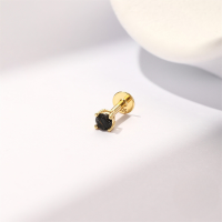 wholesale S925 Sterling Silver Black Hair Crystal Marquise Fringe Flat Head Threaded Ear Cartilage Stud-Single gold #5 (3MM)