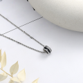 wholesale S925 Sterling Silver Rotatable Resin Black Ring with Zirconia Inlay Necklace, Fashionable Commute Versatile Elegant Women's Collarbone Chain-0-2