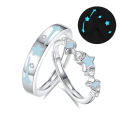 wholesale S925 Sterling Silver Adjustable Couple Rings for Women Small Meteor Puzzle Fluorescent Minimalist Wholesale-0-4