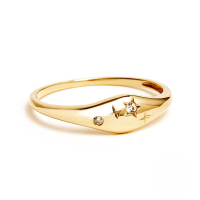 wholesale S925 Sterling Silver Zodiac Constellation Star Zircon Ring For Women, European And American Cross-border Creative Ins French Style-Gold-Aries No. 6