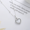 wholesale S925 Sterling Silver Korean-style Beaded Spacer Chain Ins-style Minimalist Black and White Heart Creative Collarbone Necklace-0-1