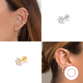wholesale S925 Sterling Silver Triple Diamond Piercing Earring, Popular in Europe and America, Personalized INS Flat Head Thread Cartilage Stud-0-1