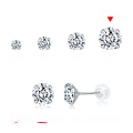 wholesale 925 Sterling Silver Moissanite Stud Earrings Simple Four-Prong Single Stone Earrings for Women Versatile Elegant Moissanite Earrings Hypoallergenic Ear Jewelry-0-8