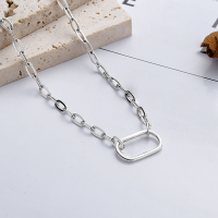 wholesale S925 Sterling Silver Korean Style Minimalist Design Circle B Pendant Fashion Trendy Choker Necklace-YL212/11.98g