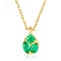 wholesale S925 Sterling Silver Simple Geometric Waterdrop Pendant Lab-Grown Emerald Pendant Collarbone Chain Fashion Trend Wholesale from Manufacturer-10K gold + swimming paint  925 silver