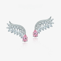wholesale Metal material first: 7x10 waterdrop cherry pink angel wing high carbon diamond earrings, 2 carat high-end luxury earrings-0-0