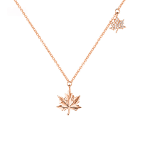 wholesale 925 Sterling Silver Gold-Plated Zircon Necklace, Bfirst Maple Leaf Pendant, Versatile and Elegant Collarbone Chain for Daily Wear-Rose gold 925 silver