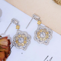 wholesale Metal material, Yun Tong Jewelry's Autumn New Arrival, Popular on Douyin Live, Natural Citrine Stud Earrings for Women in Yellow-0-2