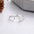 wholesale S925 Sterling Silver Geometric Rope Buckle Brushed Satin Finish Ins Minimalist Style Design Open Adjustable Ring for Women-0-3