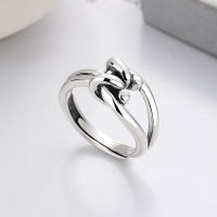 wholesale S925 Sterling Silver Retro Geometric Style Personalized Wrapped Crossover Open Ring Sweet and Cool Creative Fashion Ring-981JM/approx. 6.9g Adjustable opening