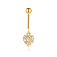wholesale S925 Sterling Silver Vertical Bead Threaded Cartilage Earring With Heart Moon Zircon Flower-Single gold #4