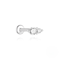 wholesale S925 Sterling Silver Classic Zircon-studded Flat Head Threaded Ear Cartilage Piercing Earrings-Single platinum #3