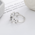 wholesale S925 Sterling Silver Irregular Interlocking Circles Ring with Ins Casual Style Design-0-1