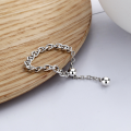 wholesale S925 Sterling Silver Korean Dongdaemun Minimalist Fresh Pig Nose Tassel Adjustable Chain Ring-0-1