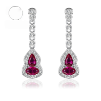 wholesale [925 Silver Gold Plated] Mujing Jewelry Pigeon Blood Red Small Gourd Earrings, Artificial Simulated Gemstone Jewelry Earrings for Women, Live Streaming-E322 Gourd Earrings 925 Silver