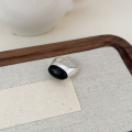 wholesale S925 Sterling Silver Black Onyx Oval Ring for Women, Small and Niche, Light Luxury, Minimalist, Understated Style, Geometric Ring with a High-End Feel-0-6