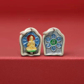 wholesale S925 Sterling Silver Plain Silver Enameled Zhajilamu Yellow Jambhala Pendant, Eight Great Guardians Green Tara, and 12 Zodiac Charms-0-10
