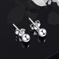 wholesale Metal material: S999 silver Korean Dongdaemun minimalist bean earrings, fresh and versatile popular ear drops cross-border new wholesale-3mm 999 sterling silver earrings (silver plated/with silver earring plugs)  999 silver