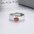 wholesale S925 Silver Retro Fashion Blood Amber Natural Stone French Luxury Style Niche Design Versatile Open-End Ring-0-1