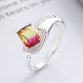 wholesale S925 sterling silver gradient glass stone color-blocking open ring Korean trendy fashion commuting lightweight luxury style ring-0-1