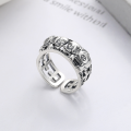 wholesale S925 Sterling Silver Wide Hollow Cross Lucky Elephant Adjustable Ring Ethnic Vintage Style Index Finger Ring-0-0