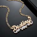 wholesale Metal material, cross-border best-selling hip-hop double-layer color-plated love name necklace with dropshipping-0-44