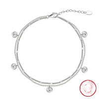 wholesale S925 Sterling Silver Irregular Circle Design Versatile Double-Layer Anklet for Women Beach Foot Jewelry Wholesale-14K gold, approx. weight: 3.28g 925 silver