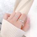 wholesale S925 Sterling Silver Matching Couple Rings, Unisex Pair, Small and Fresh Cross Star Open Adjustable Finger Rings-0-5
