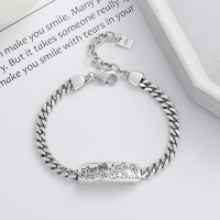wholesale S925 Sterling Silver Korean-style Creative Minimalist Graffiti Rabbit Bear Trendy Street Bracelet for Men and Women-YS209M/approx. 13.4g>925 silver