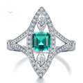 wholesale 925 Silver Ring with Mujing Jewelry's Captivating Paraiba Tourmaline Color, Inlaid Natural Cut Pyramid 6*6, Stunning Eye-Catching European and American Style for Women-0-0
