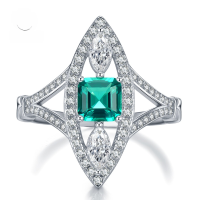 wholesale 925 Silver Ring with Mujing Jewelry's Captivating Paraiba Tourmaline Color, Inlaid Natural Cut Pyramid 6*6, Stunning Eye-Catching European and American Style for Women-R398 Tourmaline No. 8