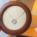 wholesale S925 Sterling Silver Four-Leaf Clover Crushed Ice Pendant Necklace for Women, Ins Style Versatile High-End Sense Collarbone Chain Wholesale-0-5