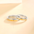 wholesale 925 Sterling Silver Sunset Golden Mountain Couple Ring, Small and Minimalist, High-end Ins Style Unisex Open Adjustable Band for Qixi Festival-0-1
