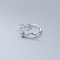 wholesale S925 Silver Ring with a Delicate Single Diamond, Vine and Hollow-Out Leaf Design, Simple and Sweet Bracelet J8723-0-3