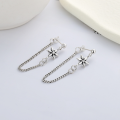 wholesale S925 Silver Antique Korean-style Anchor Hexagram Element Small Accessory Tassel Earring Chain Earrings-0-1
