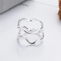 wholesale S925 silver fashion Korean-style irregular minimalist trendy versatile open ring-0-2