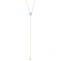 wholesale S925 Sterling Silver Turquoise Teardrop Pendant With Zircon Accent Necklace,-Gold-Style 3 925 Silver