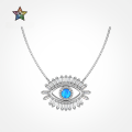 wholesale S925 Sterling Silver Demon's Eye Series Women's Necklace with Premium Blue Opal Stone Eye Design and Luxury Elegance-0-3