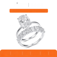 wholesale S925 Silver Double Ring Design Women's Oval Main Stone Wedding Anniversary Gift Hot Selling Item-White gold 4.5 carats (with certificate)  5 US